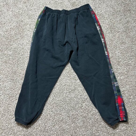 Polo Ralph Lauren Men's SZ Medium Navy Sweatpants Plaid Side Panels & Elastic Wa - Picture 2 of 10
